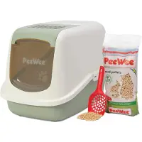 Peewee EcoHus Katzenklo Starter-Paket - Salbeigrün/Creme