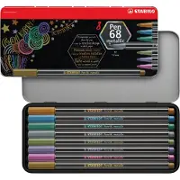 Stabilo Pen 68 metallic - hochwertiges Filzstift-Metallic-Etui mit 8 Farben