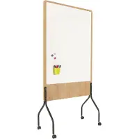 Rocada Mobiles Whiteboard Natural, drehbar, magnethaftend, Stahl auf Melaminholzplatte, Tafelfläche mit B 1000 x H 1200 mm