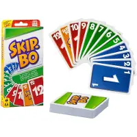 Mattel Games Skip-Bo Kartenspiel für Kinder, Erwachsene und Familien, Karten für Farbenblinde geeignet, für 2 bis 6 Spieler, Kartenspiel, Abwurf, 7 Jahr(e), Familienspiel