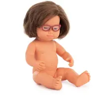 Miniland Europäische Babypuppe Mit Down-syndrom Und Brille 38 Cm