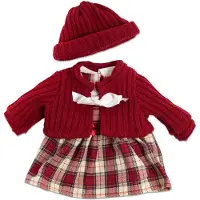 Miniland Kleiderkombi Mütze, Jacke, Kleid ROT für Puppen bis 38 cm