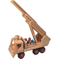 Fagus Feuerwehrauto aus Holz lenkbar 40 cm +