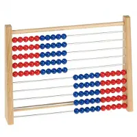 Betzold Rechenschieber 85144, 100 Perlen, Rechenrahmen, aus Holz, rot / blau