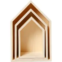 Creativ Company Aufbewahrungskästen, Häuser, H 20,3+25,3+31 cm, B 13+16,2+20 cm, Sperrholz, 3Stck., Tiefe 10 cm
