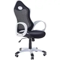 Beliani Bürostuhl Schwarz mit Weiß Wippfunktion Bürostuhl mit atmungsaktiver Netzbespannung Bequem Modernes Design