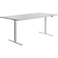 Topstar E-Table elektrisch höhenverstellbarer Schreibtisch lichtgrau rechteckig, T-Fuß-Gestell weiß 180,0 x 80,0 cm