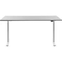 Topstar E-Table elektrisch höhenverstellbarer Schreibtisch lichtgrau rechteckig, T-Fuß-Gestell weiß 160,0 x 80,0 cm
