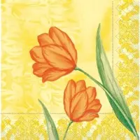 Mank Serviette aus Tissue - Sally in Gelb-Orange, 33 x 33 cm, 100 Stück - Tulpen Frühling Floral Sommer