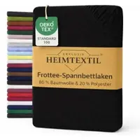 EXKLUSIV HEIMTEXTIL Frottee Spannbettlaken 90 - 100 x 200 cm Schwarz 80% Baumwolle 20% Polyester Öko - Tex Zertifiziert Bed-Sheet Bettlaken Spannbett