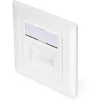 Digitus CAT 6A Klasse EA Netzwerkdose, designkompatibel, geschirmt, Unterputz, 2 x RJ-45, 1 Modul(e), 6a, 500 MΩ, Weiß, Metall