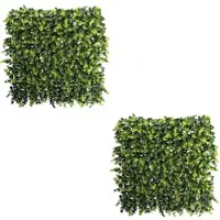 Creativ Green künstliche Pflanze Kunststoff-Eukalyptusmatte 50x50x8cm, grün, schwer entflammbar, 2er Set