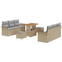 vidaXL Garten-Sofa-Set 9 stk. 8-Sitzanzahl Beige und Hellgrau