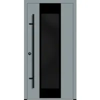Haustuerenland.de Aluminium Haustür "BENJA" 82 mm RC2 BLACKLINE Silbergrau RAL 7001 beidseitig innen öffnend DIN links