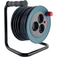 REV Kabeltrommel Innen 10 m H05VV-F3G1,5 mm² petrol 3x Schutzkontaktstecker