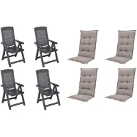 IPAE Progarden Progarden Klappsessel Tampa mit Auflage 4er Set anthrazit / taupe