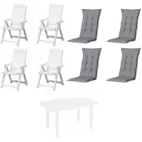 Progarden Set Klappsessel Tampa inkl. Tisch in weiß mit Auflagen in grau 9tlg Set