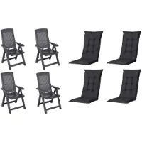 IPAE Progarden Progarden Klappsessel Tampa mit Auflage 4er Set anthrazit / black