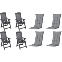 IPAE Progarden Progarden Klappsessel Tampa mit Auflage 4er Set anthrazit / grau