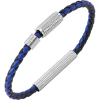 Police PEAGB0001130 Herren-Armband Urban Texture Leder Blau/Schwarz