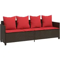 vidaXL Sonnenliege mit Kissen Braun Poly Rattan