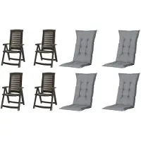 Jardin Set Klappsessel Aruba in graphit inkl. Auflagen in grau 8tlg Gartenmöbel-Set