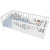STILVORA Kinderbett 90×190 mit Lattenrost,Holzbett mit Sicherheitsgeländer,Bettgestell in Minimalistischer Stil mit Stern- und Monddekoration,Weiß