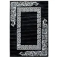 Carpetsale24 Kurzflor Teppich 160x230 cm, Modern Mäander Design in Schwarz Weiß, ideal für Wohnzimmer, Esszimmer oder Schlafzimmer