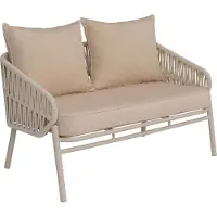 Mendler Aluminium-Gartenbank MCW-P90, Gartensofa Sitzbank Outdoor, Seilgeflecht Rope Stoff/Textil (180g/m²) creme
