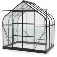 Pergart Vitavia, Aktionsangebot (inkl. 100 Euro Zubehör): Gewächshaus "Dione 5000" inkl. Stahlfundamentrahmen, schwarz, 5,0 m², 3 mm ESG