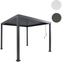 Mendler Pergola HWC-P65, Terrassenüberdachung Gartenpavillon Lamellen-Pavillon, 10cm-Aluminium-Gestell 3x3m anthrazit