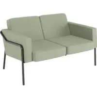 Meet by Paperflow Zweisitzer Sofa MEDSO Klassik, gepolstert, Sitzfläche austauschbar, B 1040 x T 515 x H 410 mm, Stoff und Stahl, grün/mattschwarz