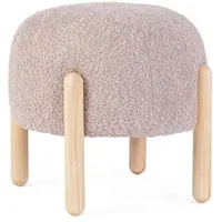 Bizzotto Hocker Dayla aus Boucle-Stoff, modern skandinavisch, altrosa, rund, Gestell natur