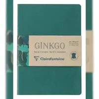 Clairefontaine 6x Ginkgo, Set mit 2 Notizbüchern mit Fadenbindung, A5 14,8x21 cm, 32 Bl liniert 90g, 1 Notizbuch mit Ledereinband, sortiert - 115948C