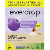 Everdrop Waschmittel Color, Eukalyptur, Jasmin & Patchouli, Pulver, ökologisch, ohne Plastik, 760g, Waschladungen 19