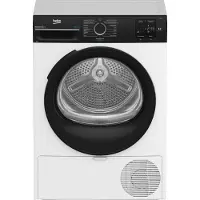 Beko BM3T38240W, Freistehend, Frontlader, Wärmepumpe, Schwarz, Weiß, Tasten, Drehregler, Rechts