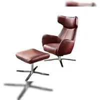 KAWOLA Sessel RANDY inkl. Hocker Leder rot