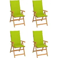 vidaXL "im Angebot" Gartenstühle 4 Stk. - bis 150 kg - mit Hellgrünen Kissen Massivholz Teak - Stapelsessel CC2801