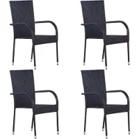 vidaXL Stapelbare Gartenstühle 4 Stk. Poly Rattan Schwarz