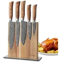 Wakoli Edib Pro 5er Damastmesser-Set I Holzbox I 8-20cm Klinge I mit Messerblock