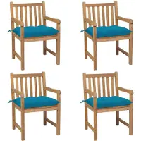vidaXL "2024 Moderne" Gartenstühle 4 Stk. mit Hellblauen Kissen Massivholz Teak - Gartenstühle Neu7654431
