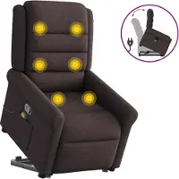 vidaXL Möbel Massagesessel mit Aufstehhilfe Dunkelbraun Stoff - Fernseh- & Relaxsessel 3303329