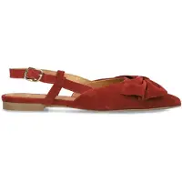 Manfield Bordeauxrote Veloursleder-Slingbacks mit Schleife | Größe 41