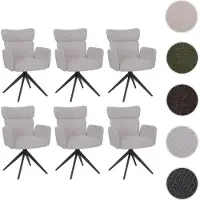 Mendler 6er-Set Esszimmerstuhl HWC-N11, Stuhl, drehbar Auto-Return Stoff Bouclé 350g/m² hellgrau, Beine dunkelgrau