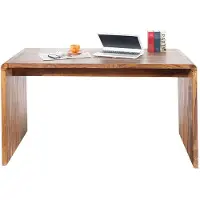 Riess Bürotisch CUBUS 120cm braun massives Sheeshamholz stone finish Schreibtisch