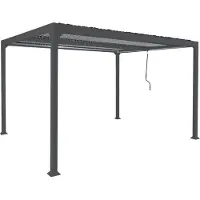 Mendler Alu Pergola MCW-L41, Lamellen-Pavillon Terrassenüberdachung, stabiles 8cm-Metall-Gestell 3x3,7m anthrazit