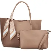 Rieker Damen Shopper mit Umhängetasche Set Flechttuch H1399, Farbe:Braun