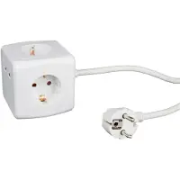 NABO Steckdosenleiste Sw 4020, 1,4 m Kabel, 2x USB-A, 3.680 W, mit Sicherheitsklappen und Wandhalterung