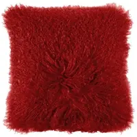 PAD Dekokissen "Glory", rot, unifarben, B:40cm L:40cm, Lammfell, Polyester, Dekokissen_Sitzkissen_Kissenhüllen, Dekokissen, Echtfell