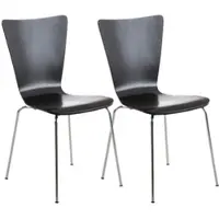 DELUKE 2er Set Besucherstuhl TOKYO Holz Schwarz 43x50x84cm Konferenzstuhl Wartezimmerstuhl Bürostuhl